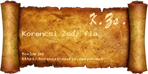 Korencsi Zsófia névjegykártya